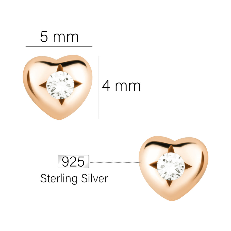 Herz Ohrstecker in 925 Silber