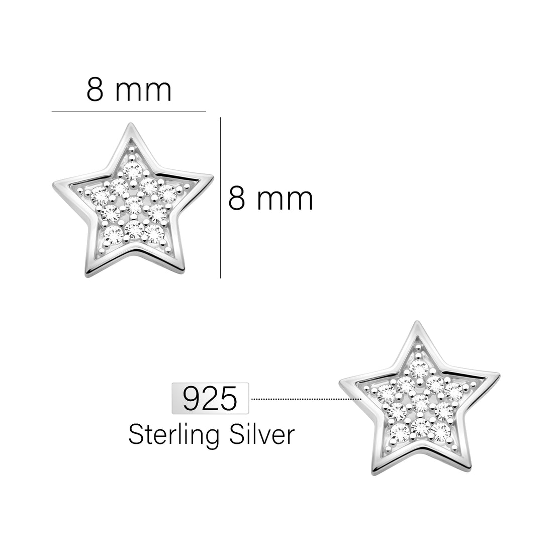 Stern Ohrstecker in 925 Silber