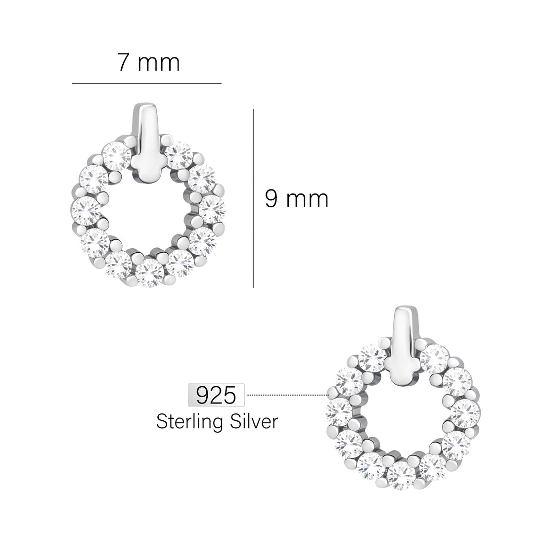 Kreis Ohrstecker in 925 Silber