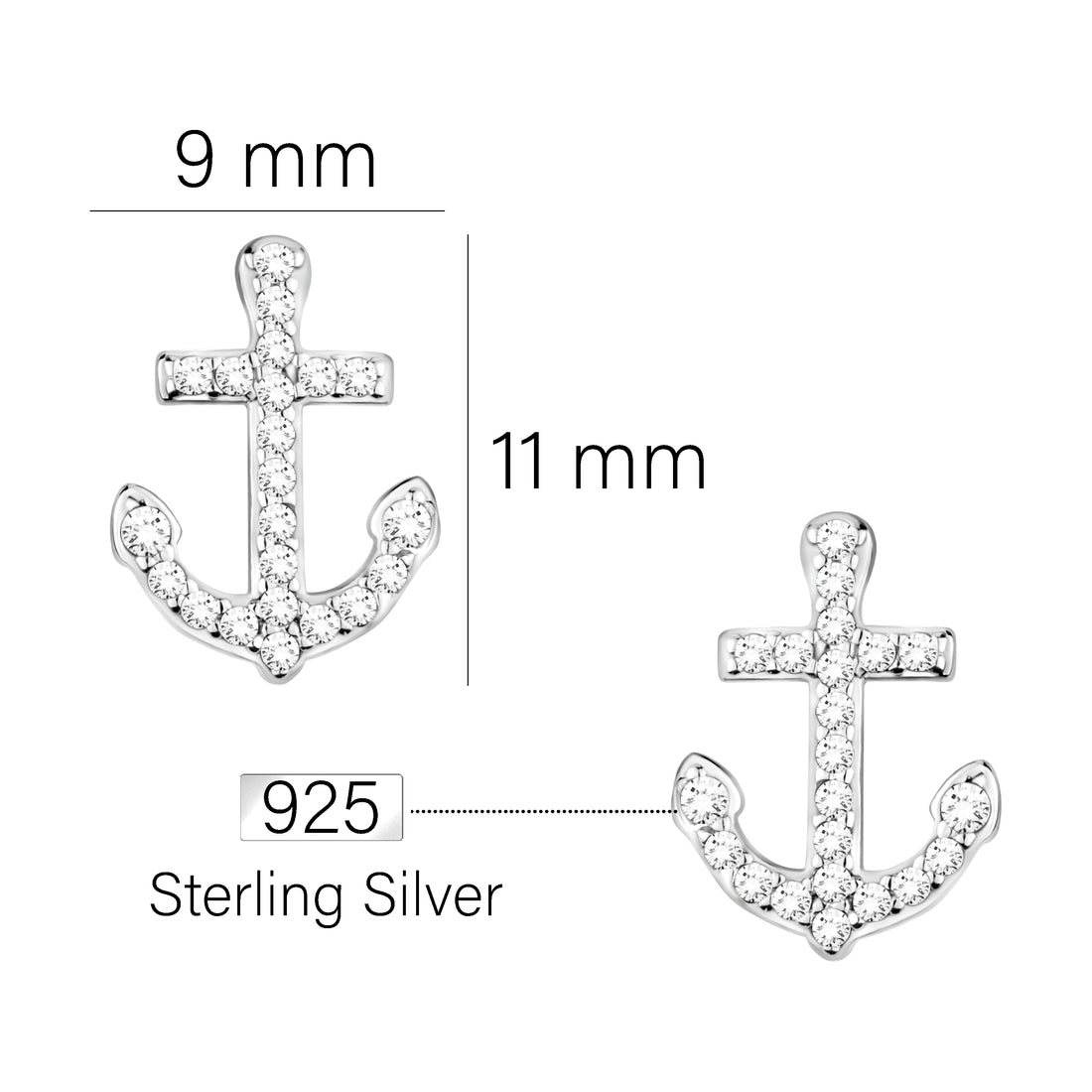 Anker Ohrstecker in 925 Silber