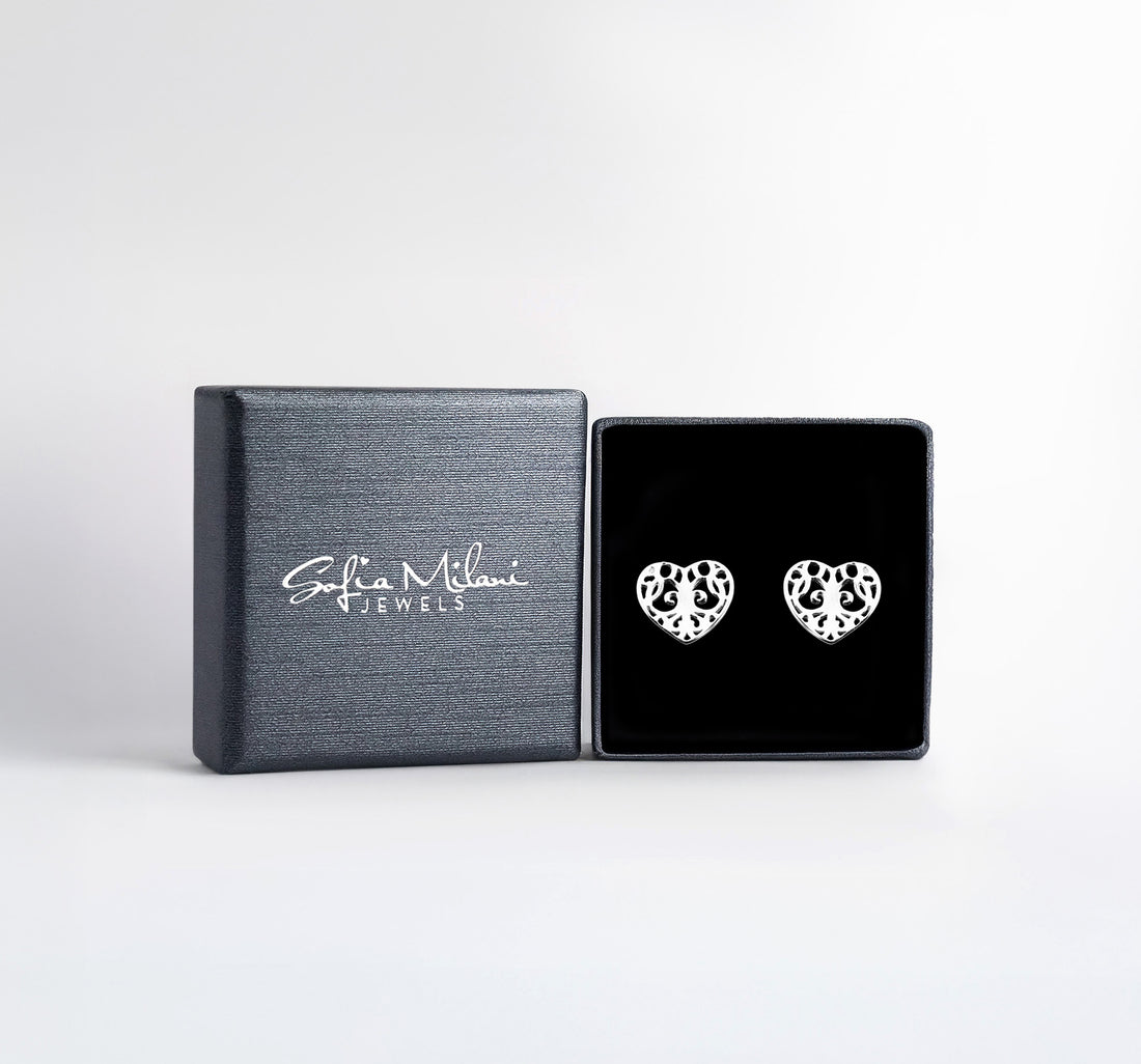 Herz Ohrstecker in 925 Silber