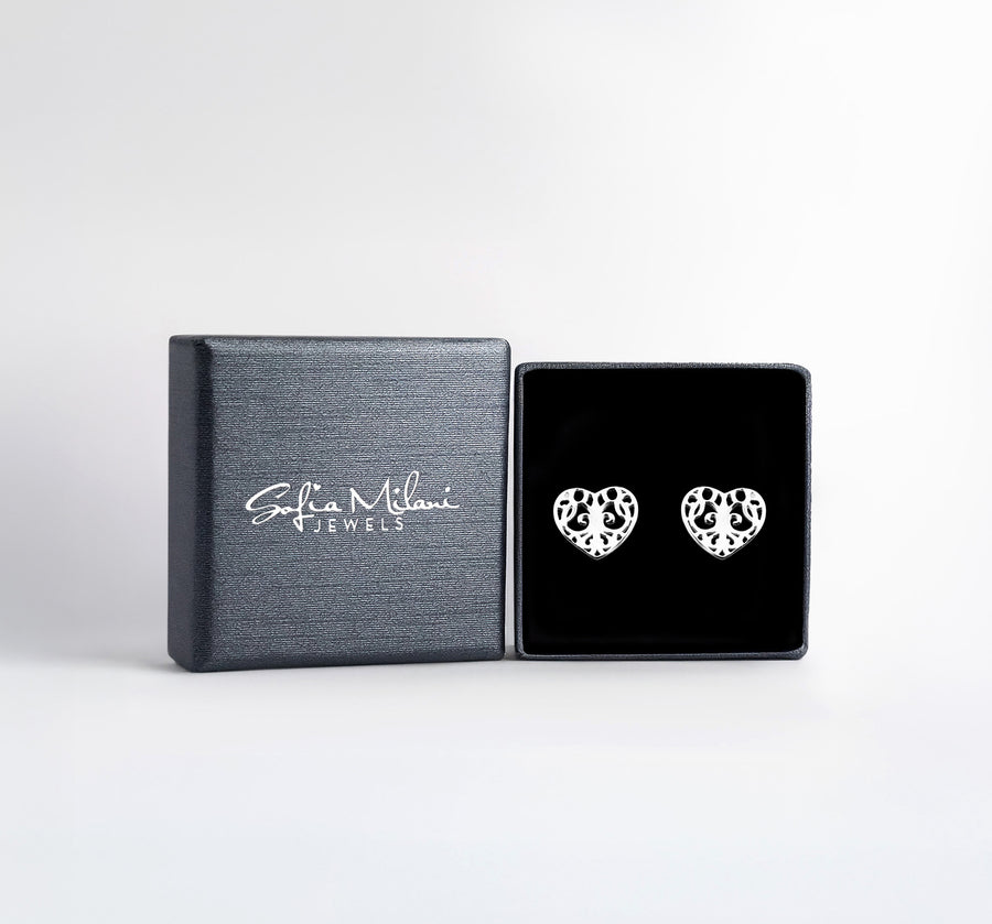 Herz Ohrstecker in 925 Silber