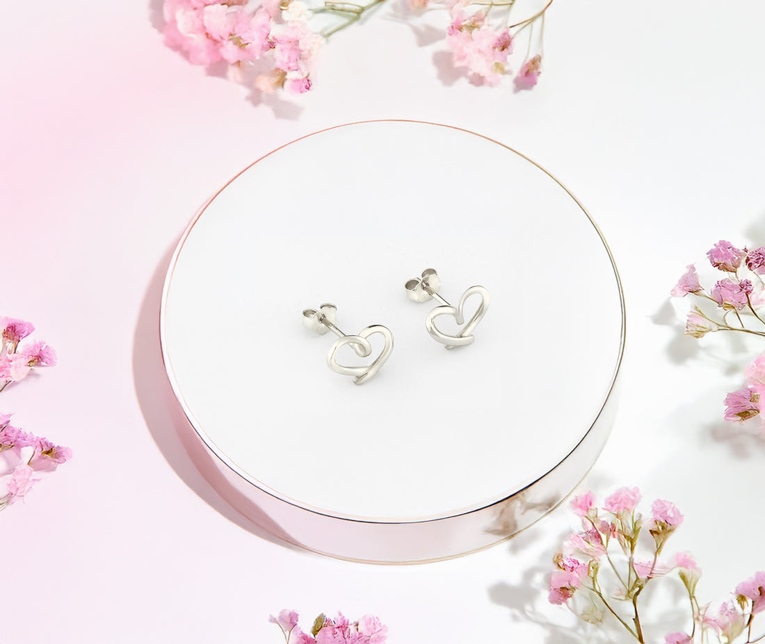 Herz Ohrstecker in 925 Silber