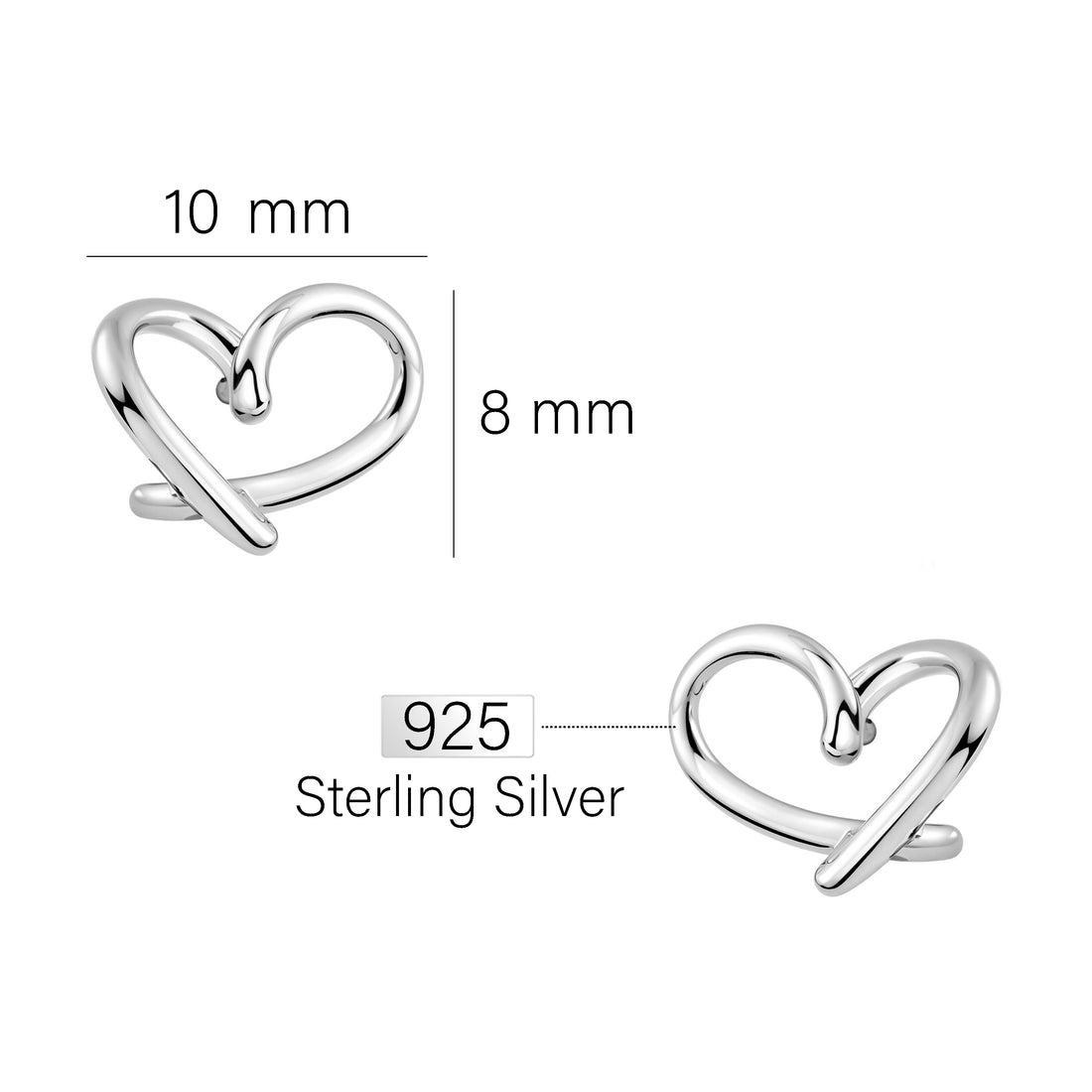 Herz Ohrstecker in 925 Silber