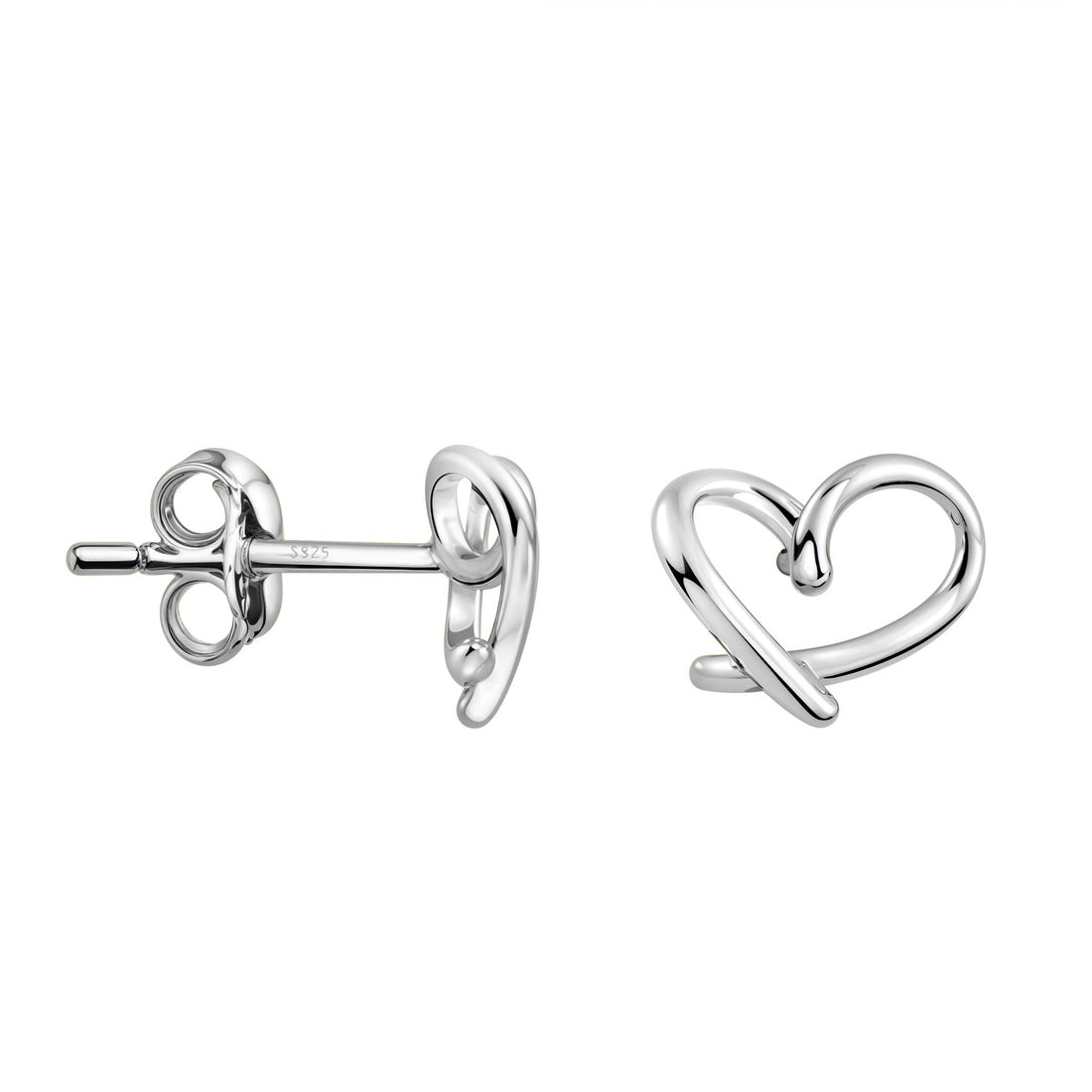 Herz Ohrstecker in 925 Silber