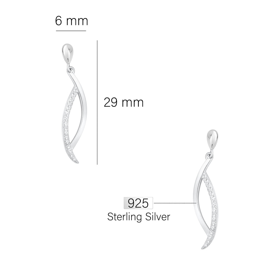 Gebogen Ohrhänger in 925 Silber