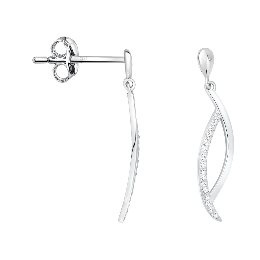 Gebogen Ohrhänger in 925 Silber
