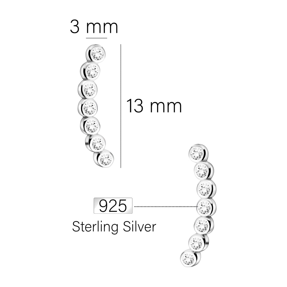 Gebogen Ohrklemme in 925 Silber