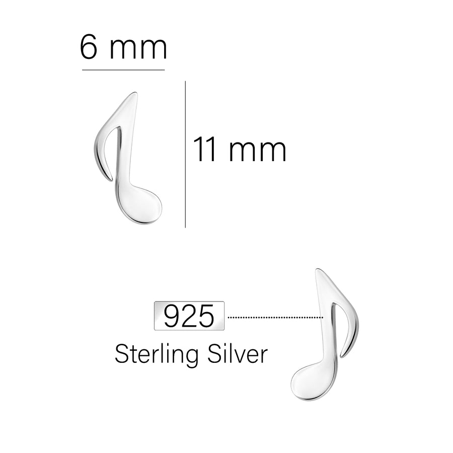 Maßenansicht von Musik Ohrstecker in 925 Silber von Sofia Milani - E0673