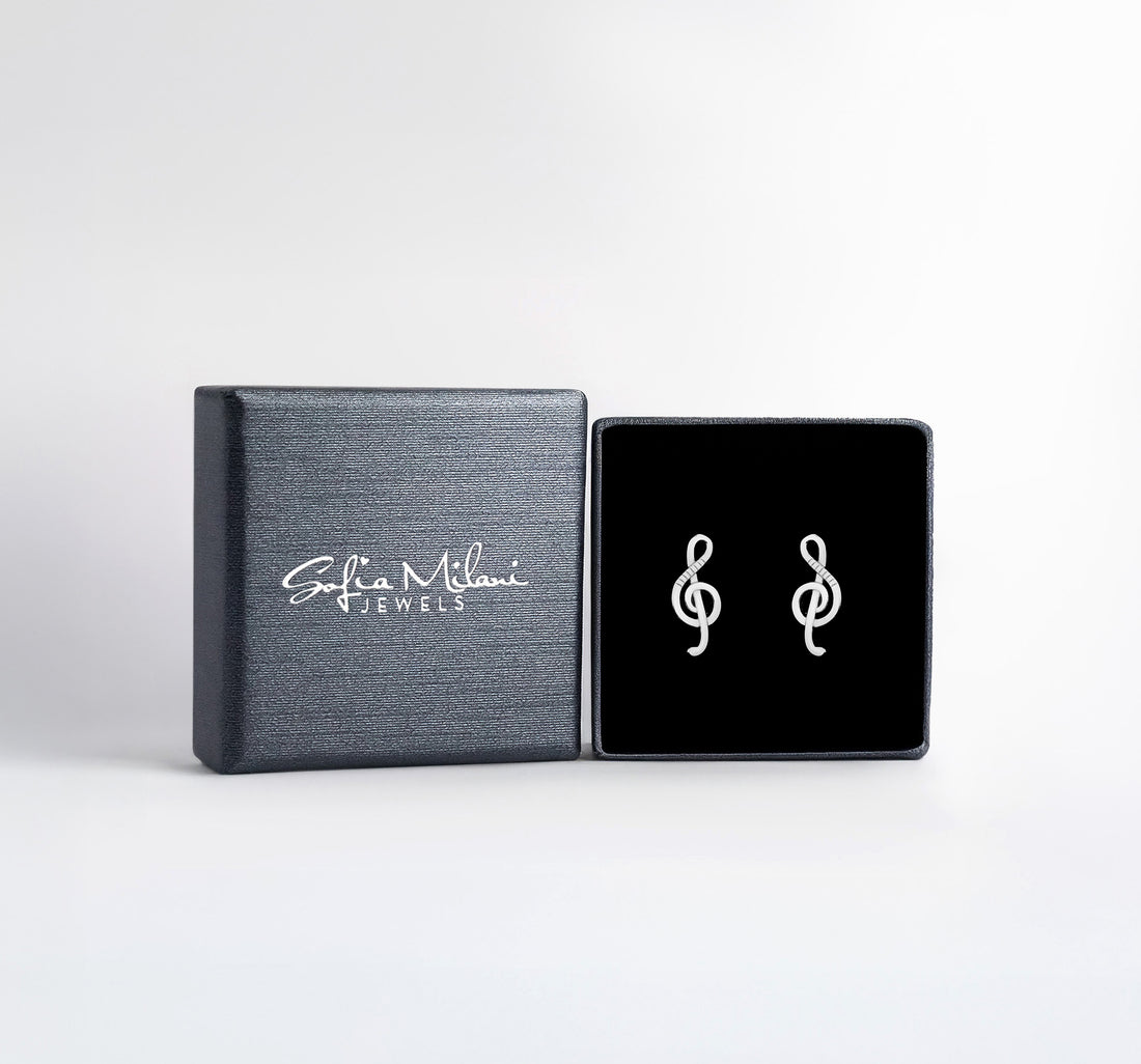 Boxansicht von Musik Ohrstecker in 925 Silber von Sofia Milani - E0674