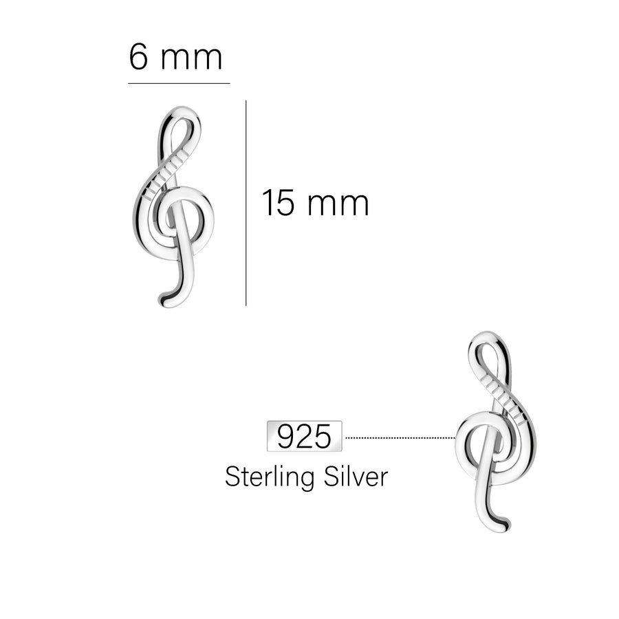 Maßenansicht von Musik Ohrstecker in 925 Silber von Sofia Milani - E0674