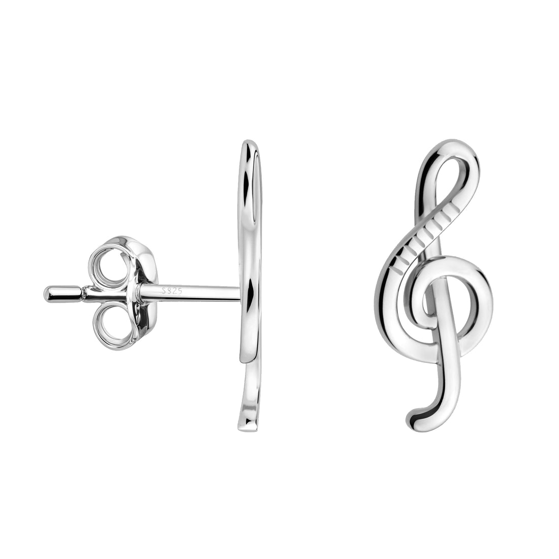 Haupt- und Seitenansicht von Musik Ohrstecker in 925 Silber von Sofia Milani - E0674
