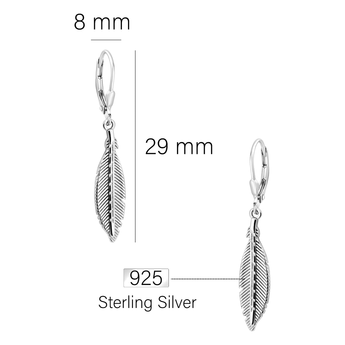 Flügel Ohrhänger in 925 Silber