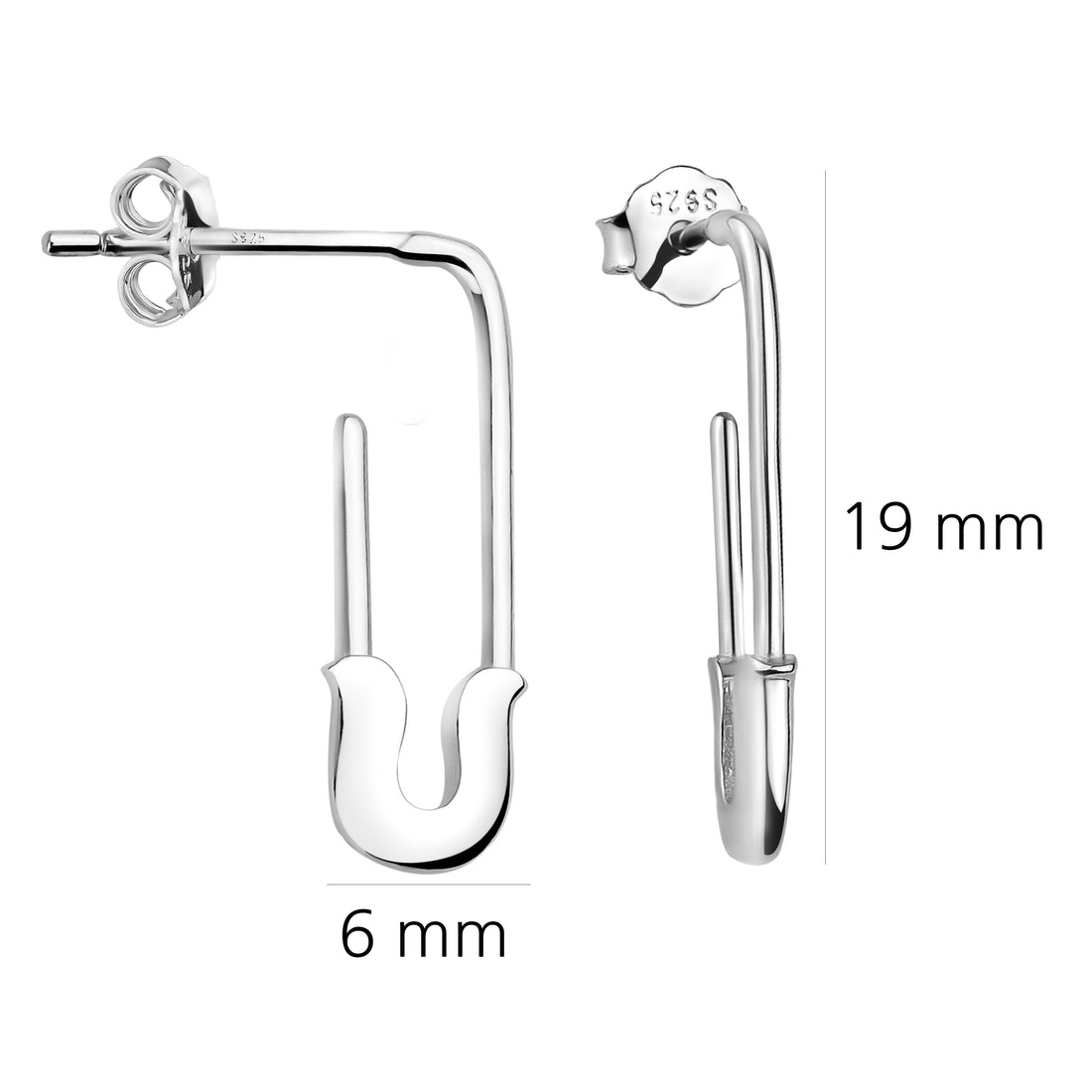 Sicherheitsnadel Ohrhänger in 925 Silber