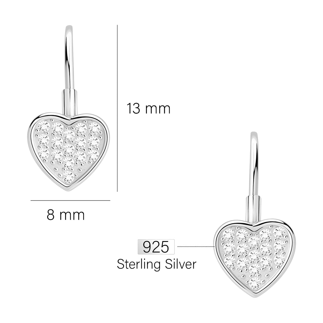 Herz Ohrhänger in 925 Silber