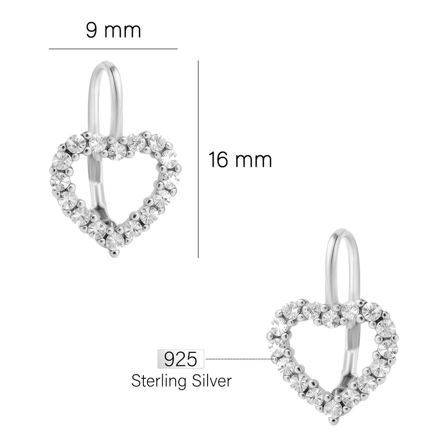 Herz Ohrhänger in 925 Silber