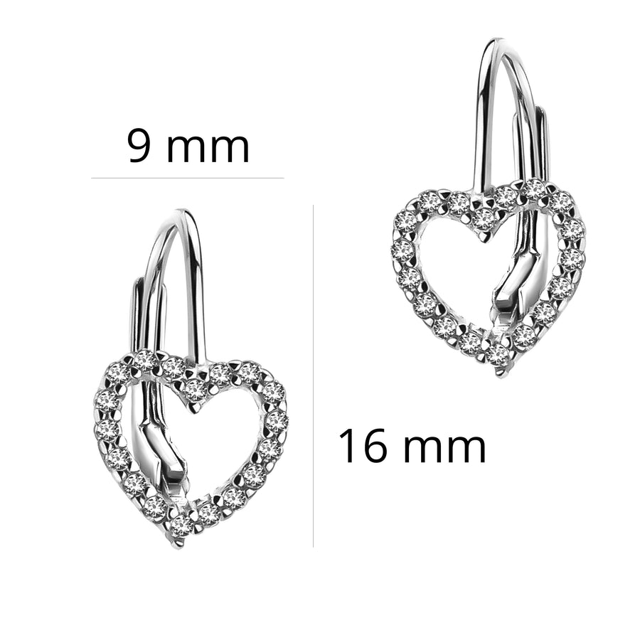 Herz Ohrhänger in 925 Silber