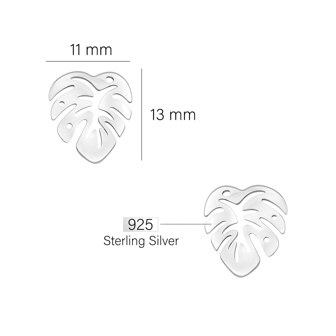 Blatt Ohrstecker in 925 Silber