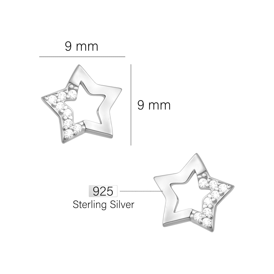 Stern Ohrstecker in 925 Silber