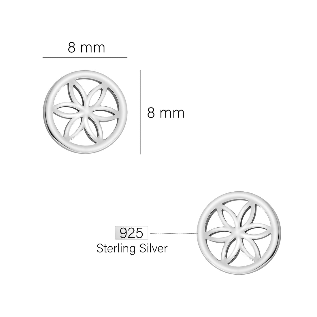 Blume Ohrstecker in 925 Silber