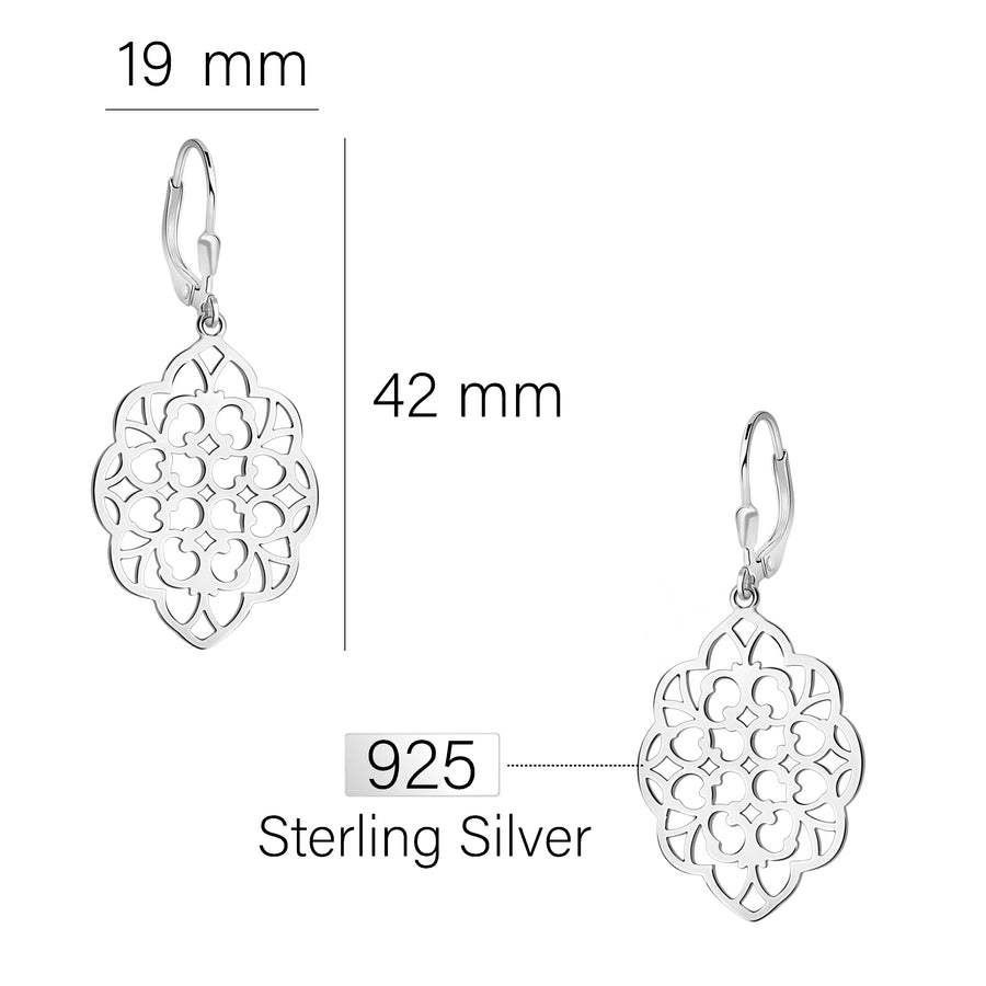 Blume Ohrhänger in 925 Silber