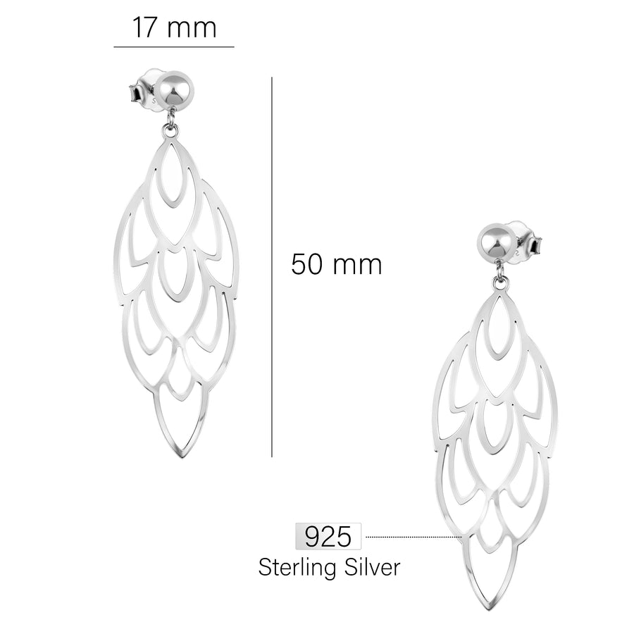 Blume Ohrhänger in 925 Silber