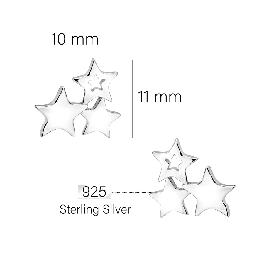 Maßenansicht von Stern Ohrstecker in 925 Silber von Sofia Milani - E0749
