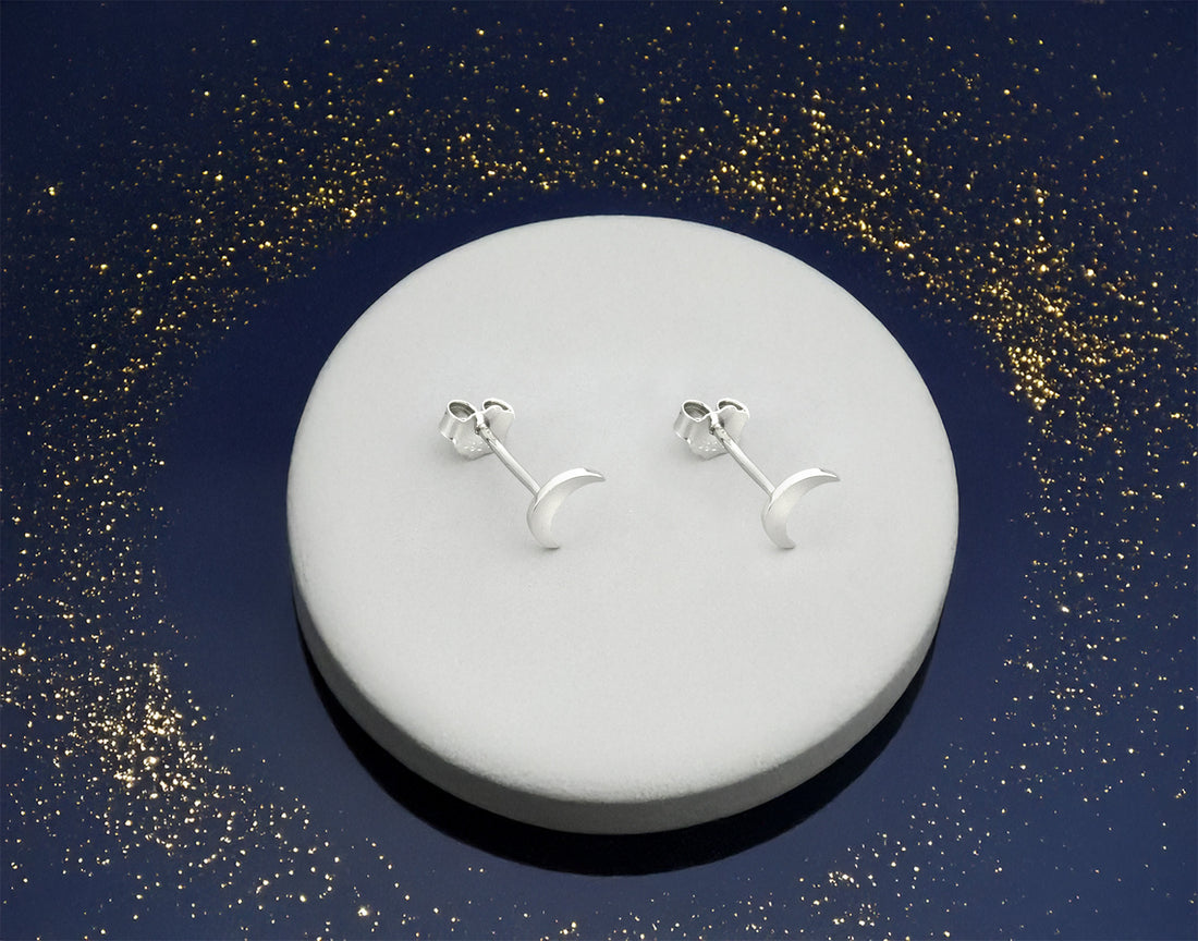 Mond Ohrstecker in 925 Silber