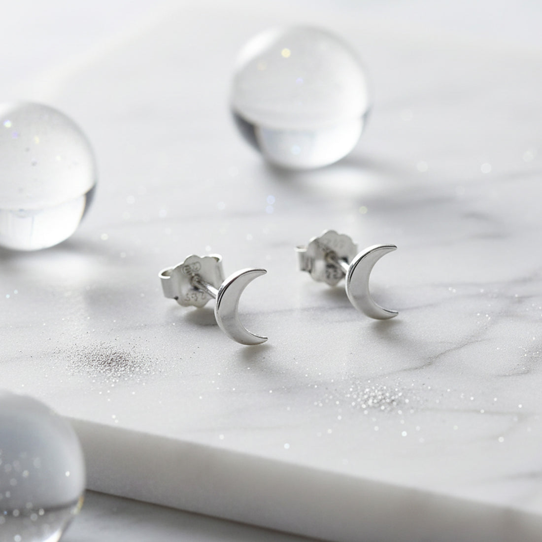 Mond Ohrstecker in 925 Silber