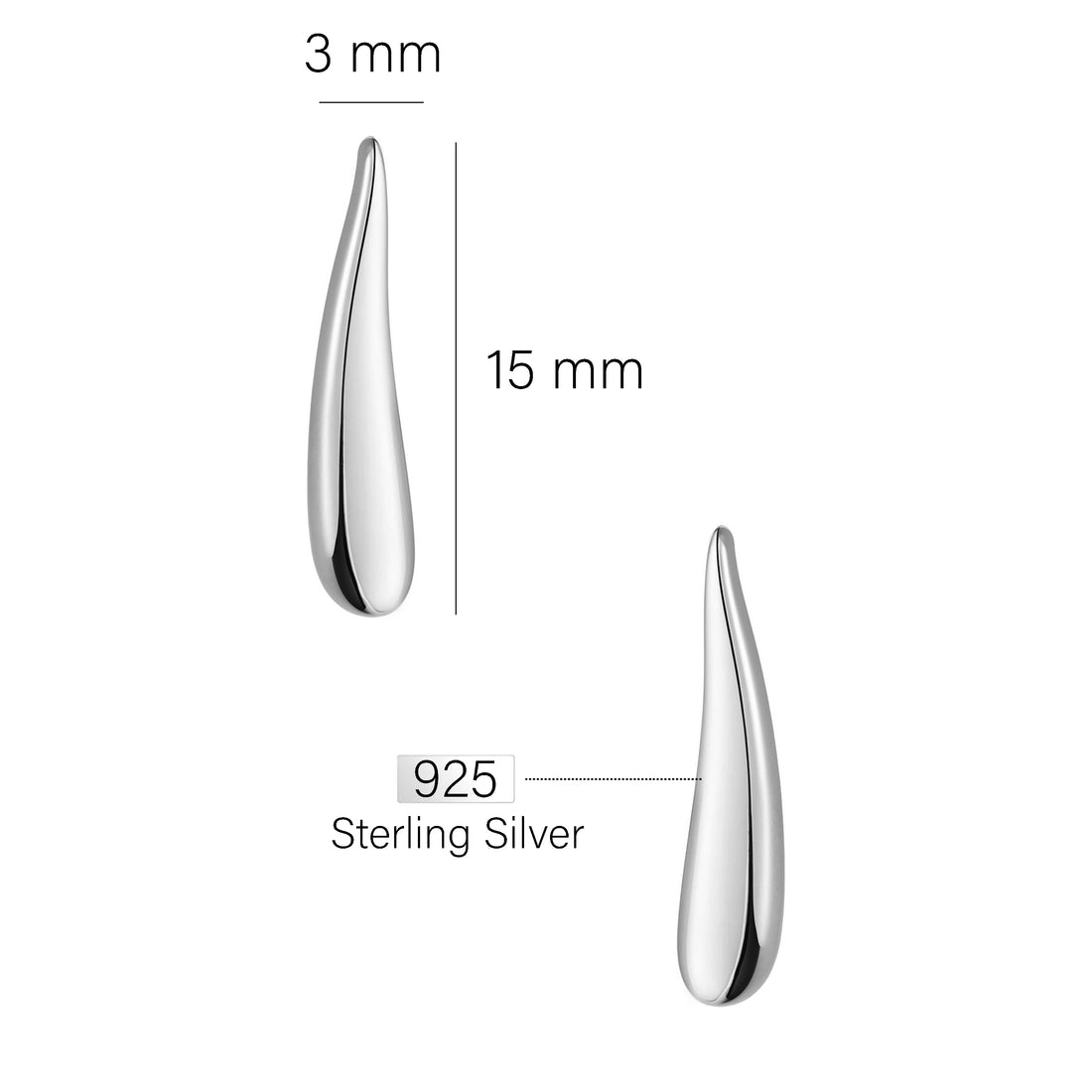 Gebogen Ohrstecker in 925 Silber