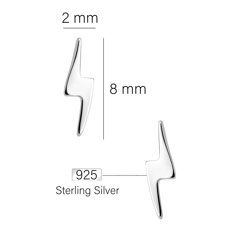 Maßenansicht von Blitz Ohrstecker in 925 Silber von Sofia Milani - E0754