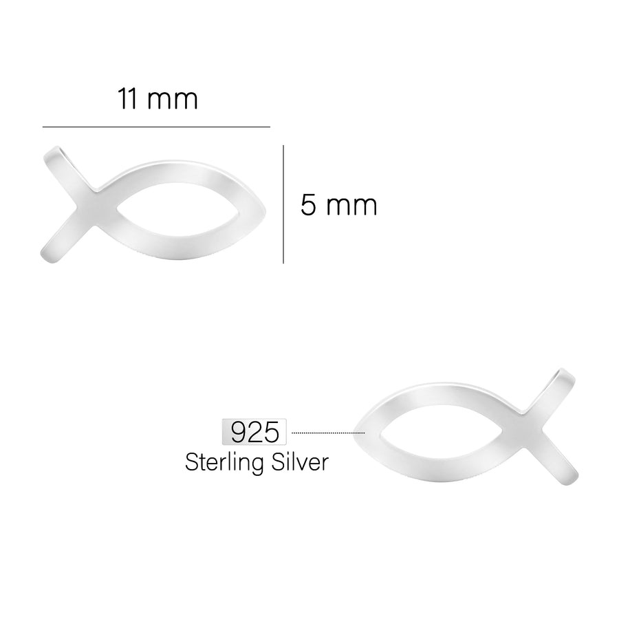 Maßenansicht von Fisch Ohrstecker in 925 Silber von Sofia Milani - E0757