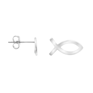 Haupt- und Seitenansicht von Fisch Ohrstecker in 925 Silber von Sofia Milani - E0757
