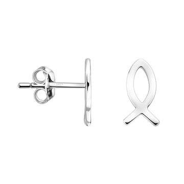 Haupt- und Seitenansicht von Fisch Ohrstecker in 925 Silber von Sofia Milani - E0757