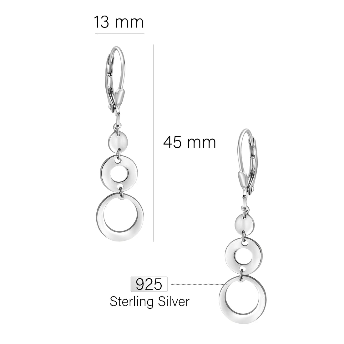 Kreis Ohrhänger in 925 Silber
