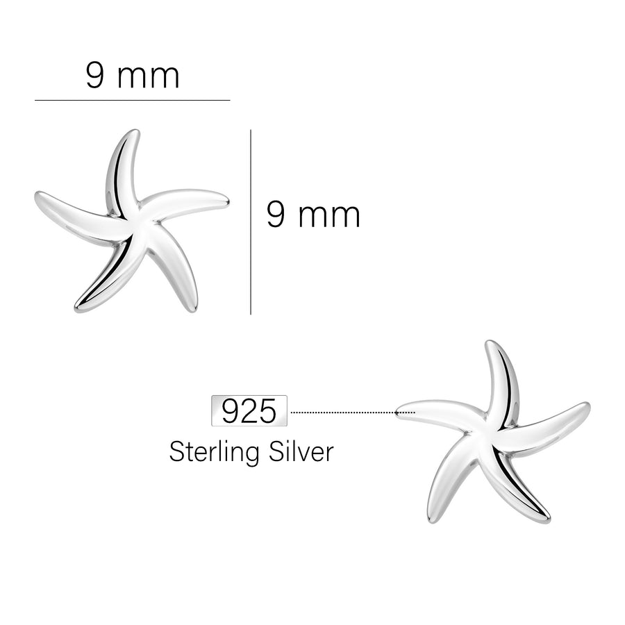 Maßenansicht von Stern Ohrstecker in 925 Silber von Sofia Milani - E0765