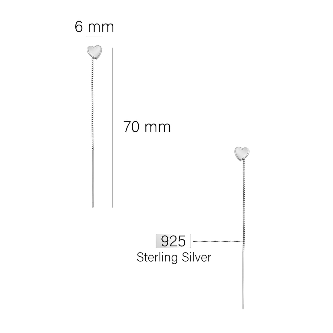 Herz Ohrhänger in 925 Silber