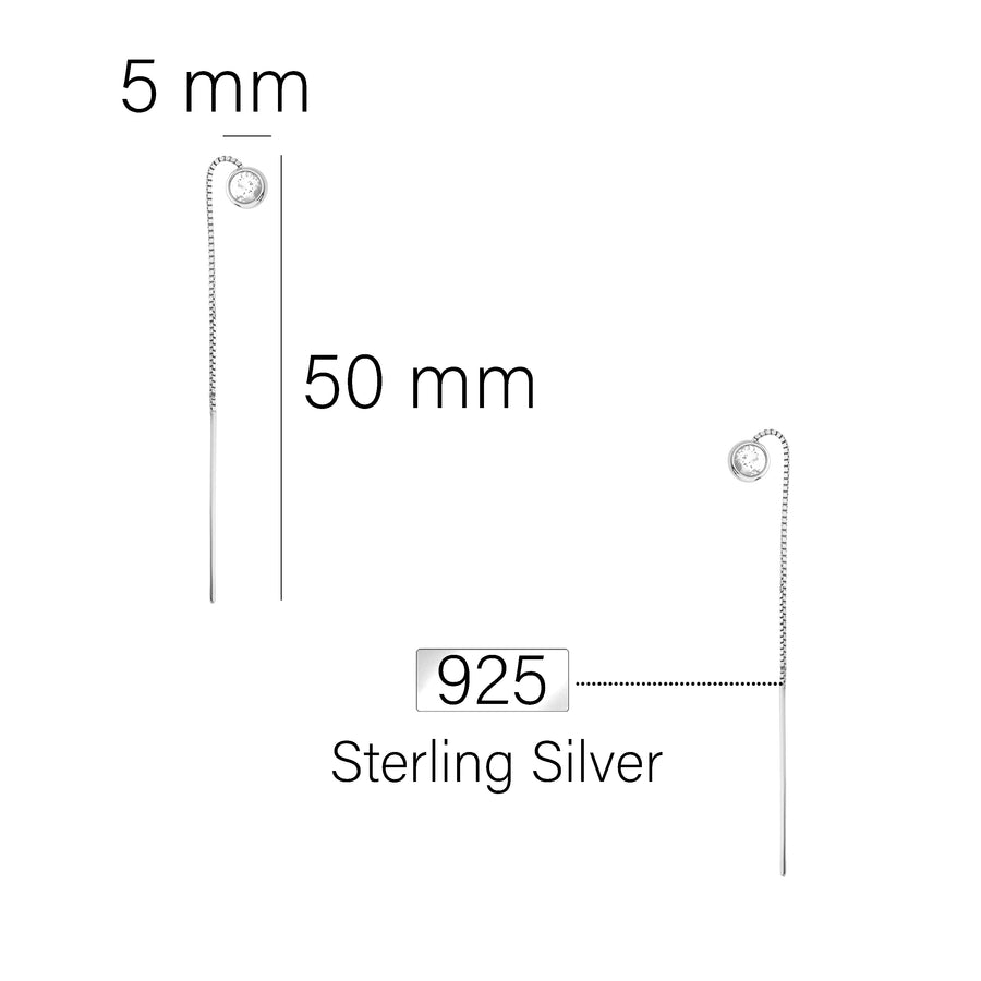 Maßenansicht von Stab Durchzieher in 925 Silber von Sofia Milani - E0773