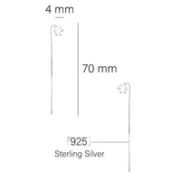 Maßenansicht von Stab Durchzieher in 925 Silber von Sofia Milani - E0774