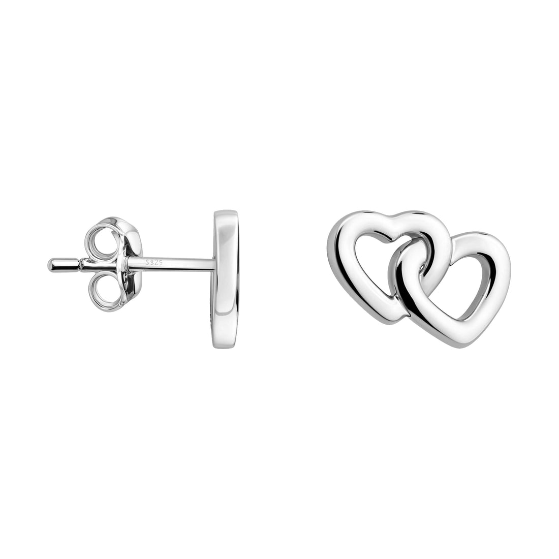 Haupt- und Seitenansicht von Herz Ohrstecker in 925 Silber von Sofia Milani - E0782