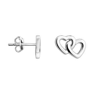 Haupt- und Seitenansicht von Herz Ohrstecker in 925 Silber von Sofia Milani - E0782