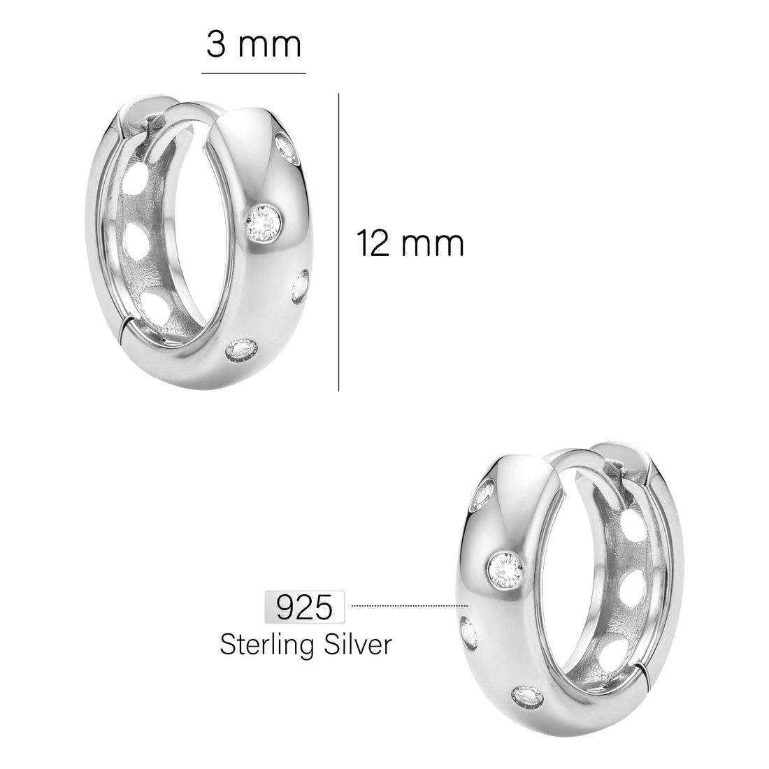 Maßenansicht von Creolen Creolen in 925 Silber von Sofia Milani - E0784