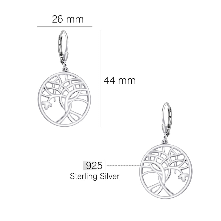 Baum Ohrhänger in 925 Silber