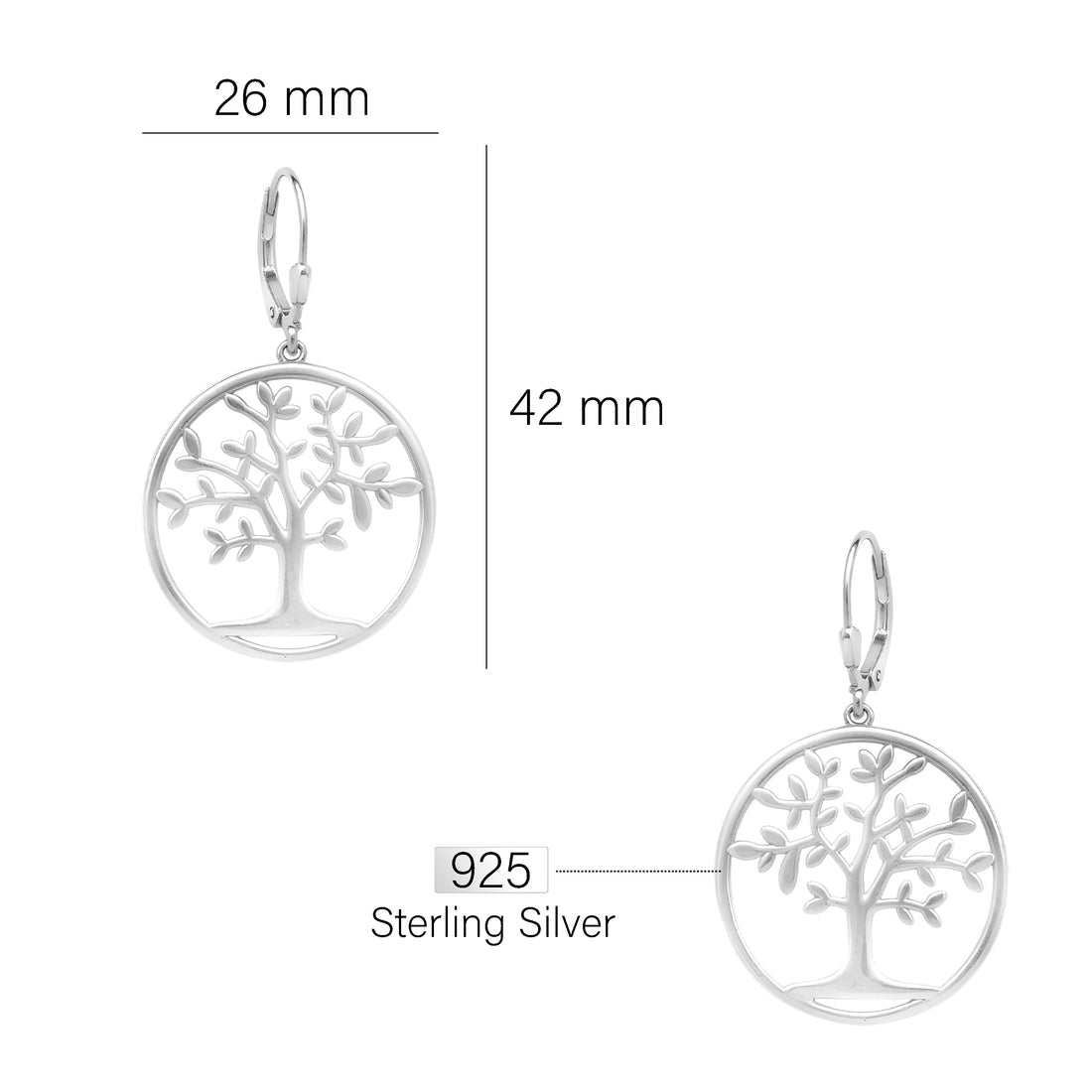 Baum Ohrhänger in 925 Silber