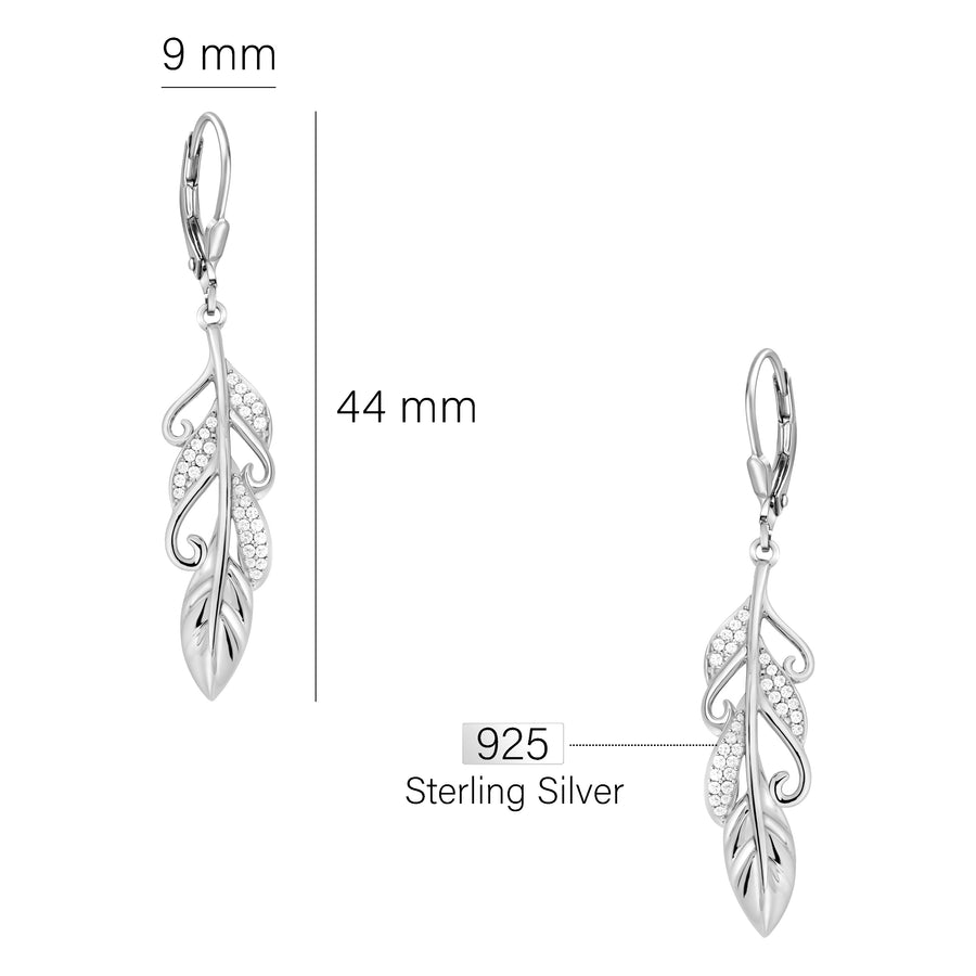 Flügel Ohrhänger in 925 Silber