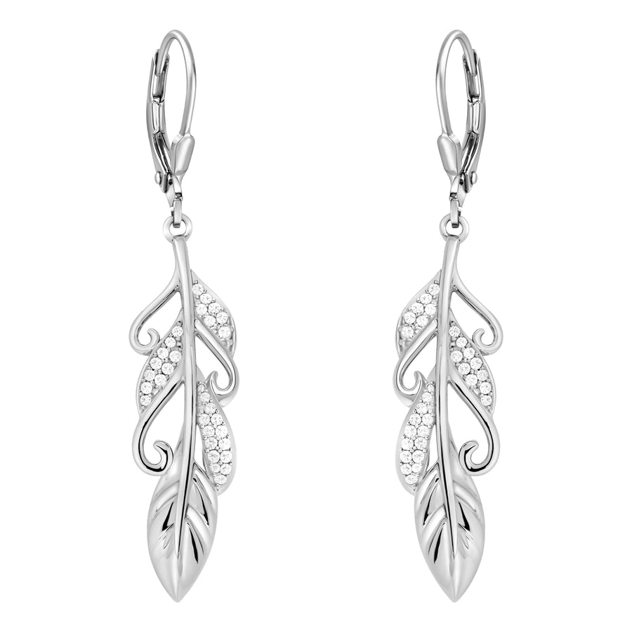 Flügel Ohrhänger in 925 Silber