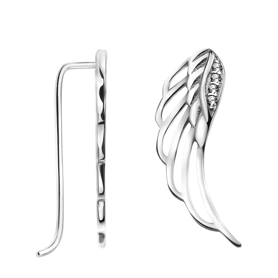 Flügel Ohrklemme in 925 Silber