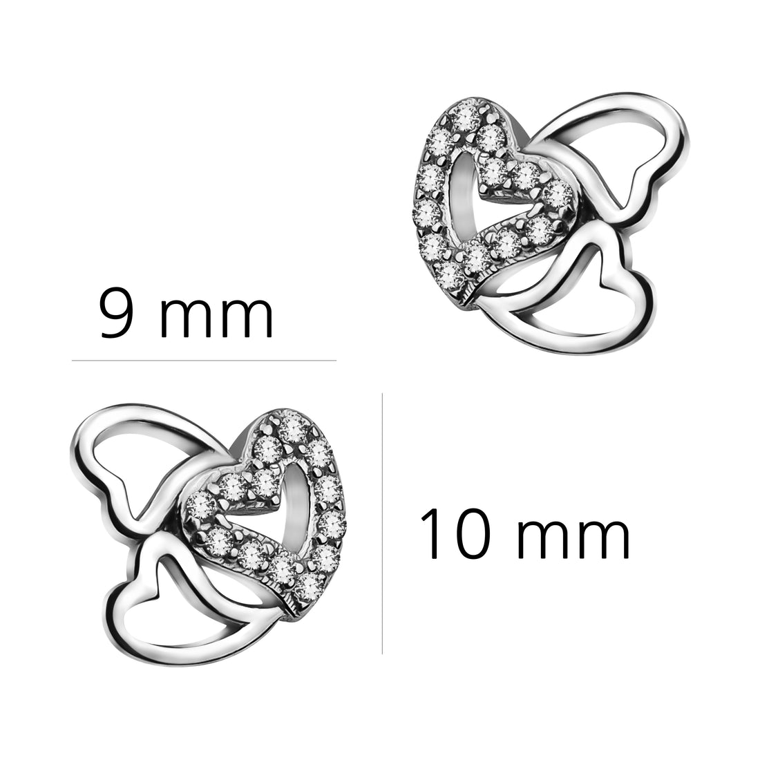 Herz Ohrstecker in 925 Silber