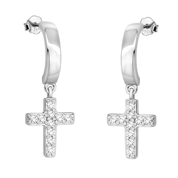 Kreuz Creolen in 925 Silber