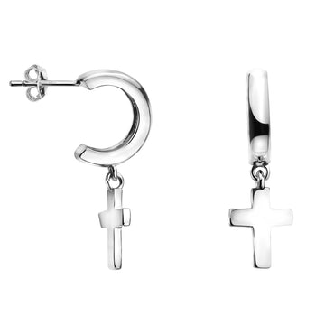 Kreuz Creolen in 925 Silber
